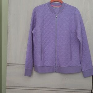 New Isaac Mizrahi Lavender Quilt Like Zippered Jacket w/ Pockets